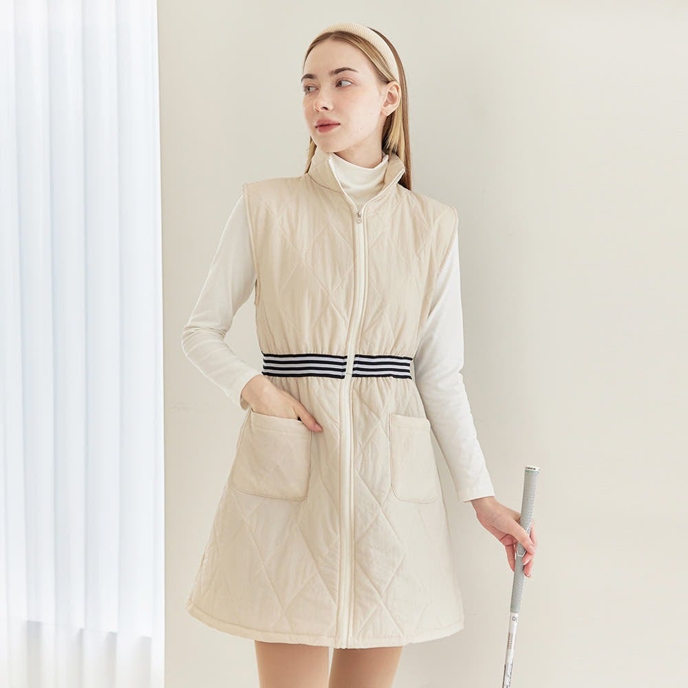 2WAYキルティングロングベストワンピース