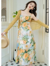 【0243】2set Floral Gathers Short Sleeve Dress