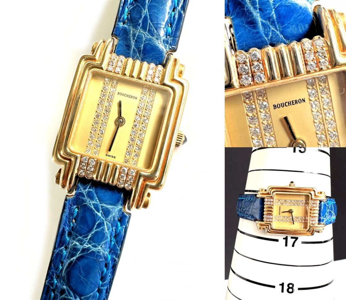 BOUCHERON ブシュロン リフレ ウォッチ K18 YG 金無垢 68P パヴェ 