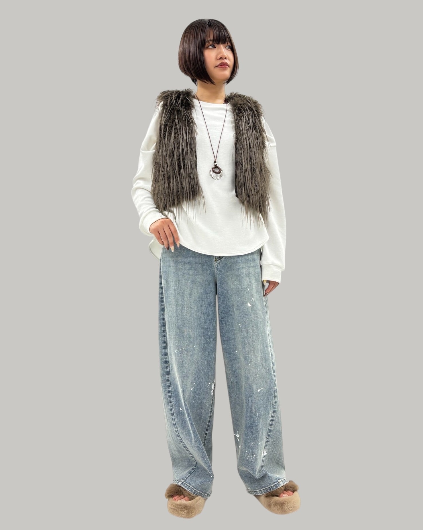 ayane】ペイント加工バレルレッグパンツ 875815 アヤン | red earth