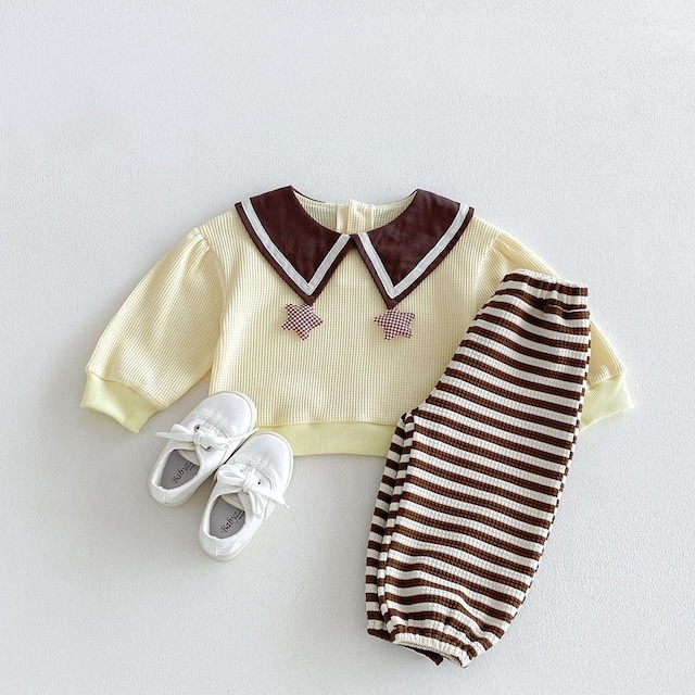 【BABY&KID】セーラートップス＆ボーダーパンツ