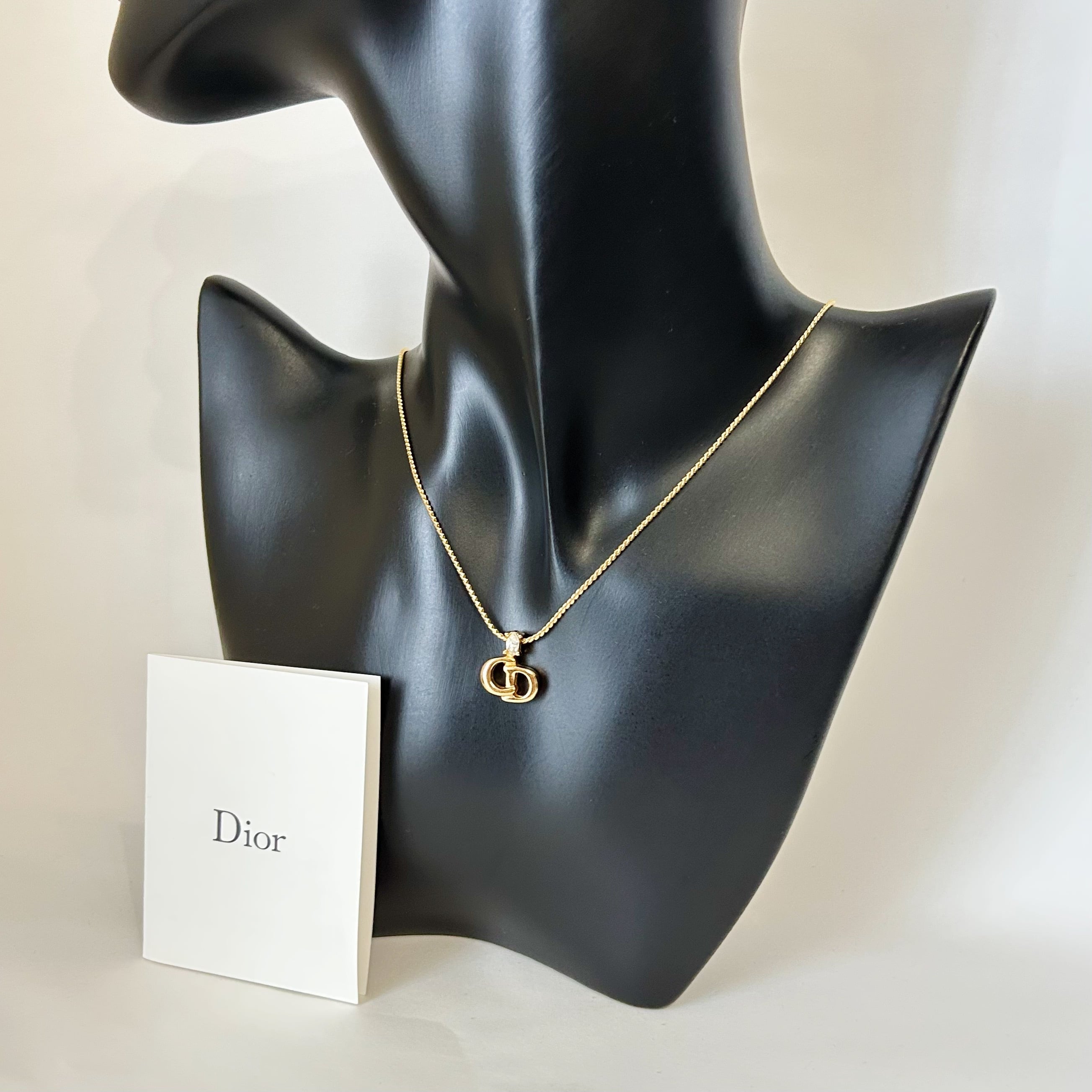 N7003】Christian Dior one stone logo necklace/クリスチャン