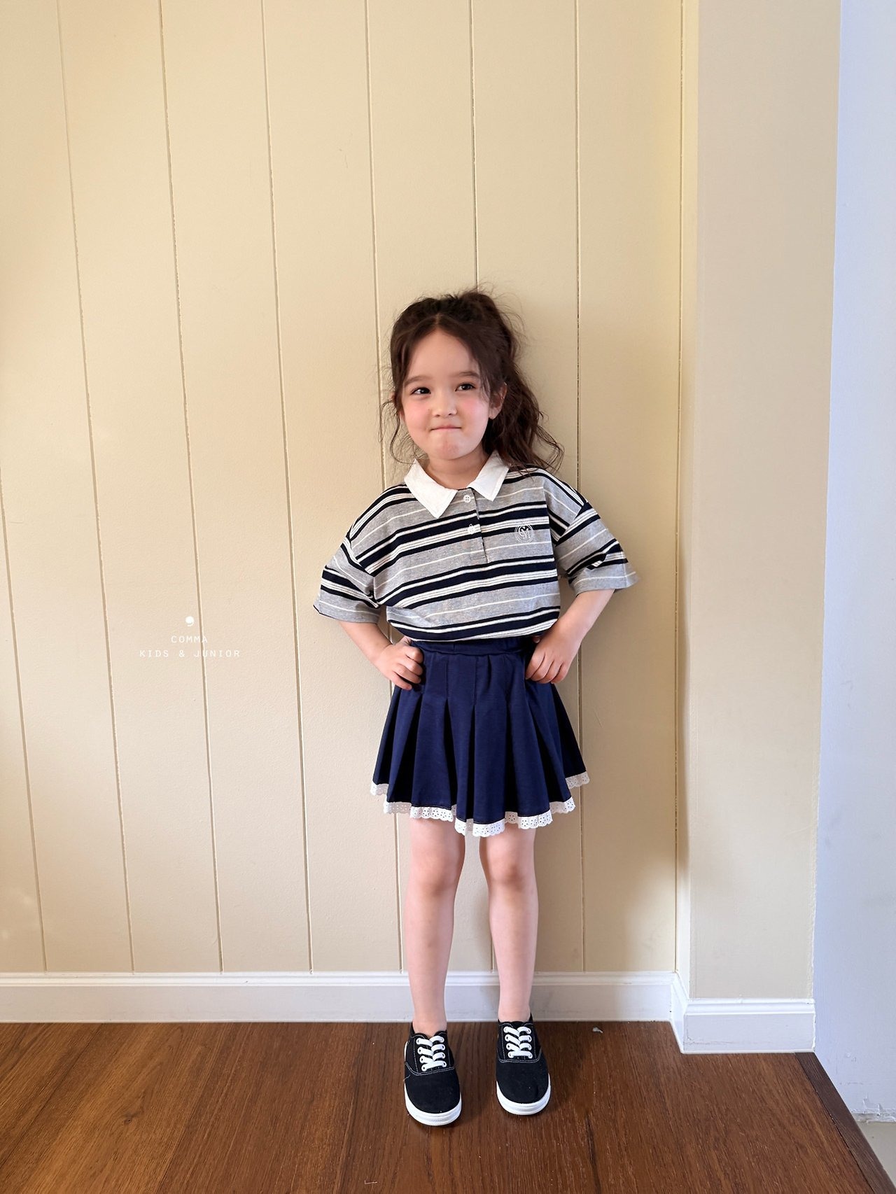 [COMMA] Striped Collar Tee (160/170) / [콤마] 단가라카라티 (160/170)