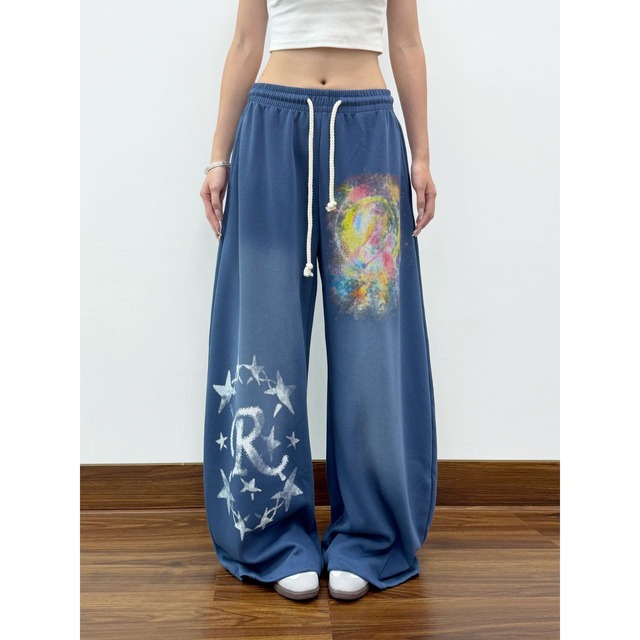 スターアートグラフィックワイドスウェットパンツ 2col   R02754
