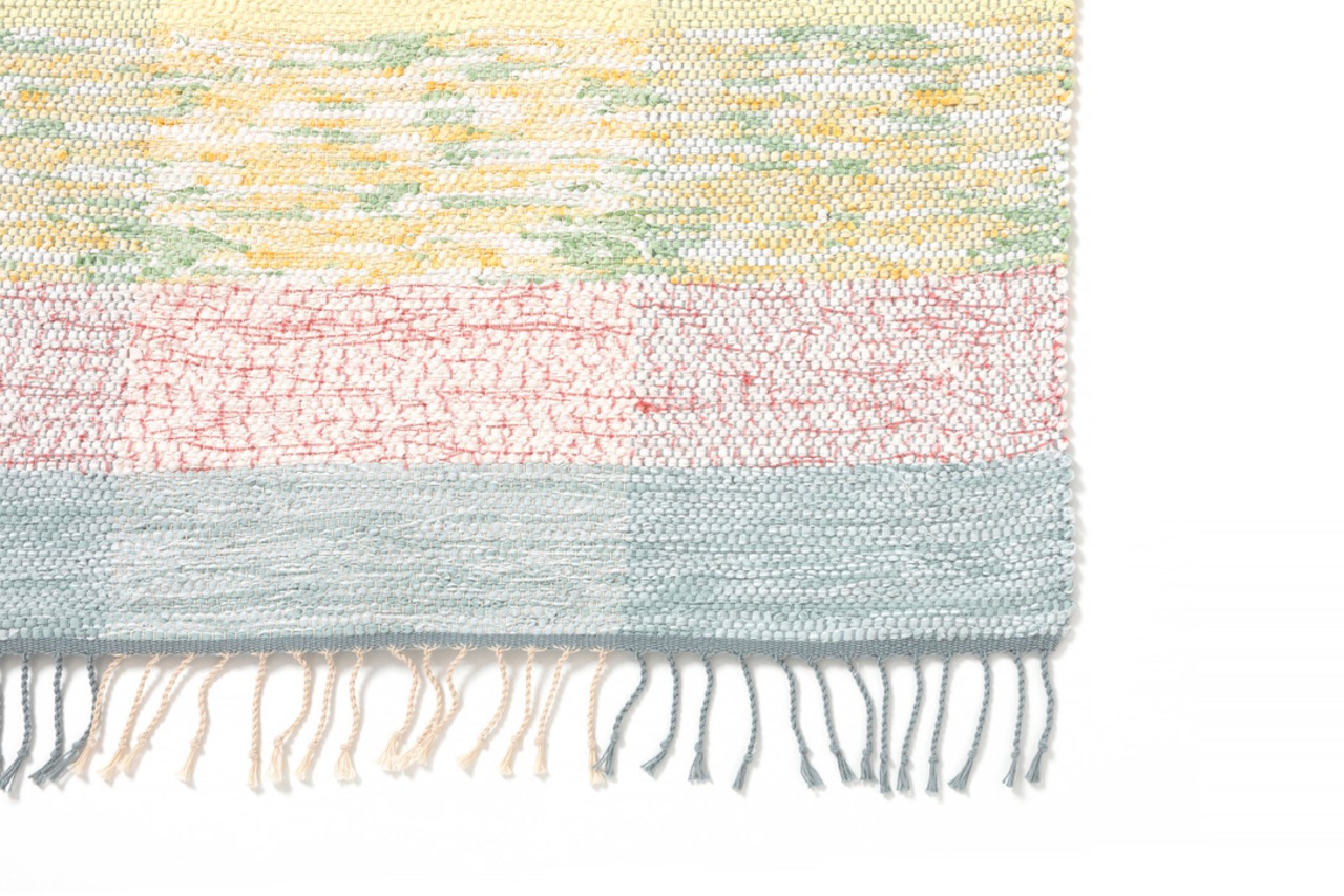 Aya Textile / TRASMATTOR(トラースマッタ)　手織りの裂き織りラグ  グリーン・レッド・イエロー