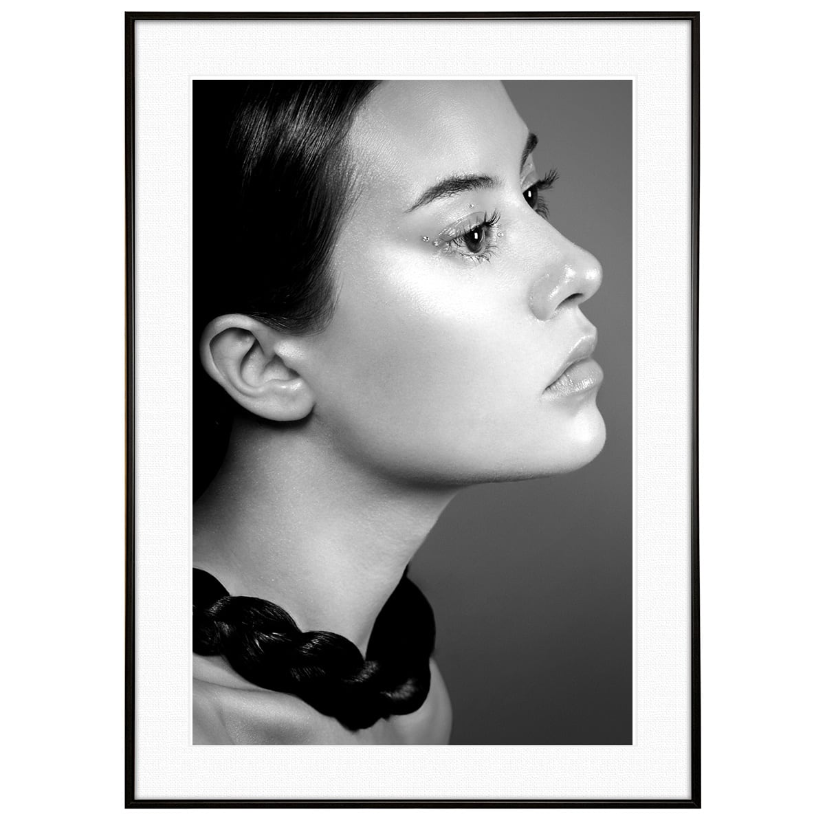 人物の写真 女性の横顔 インテリアモノクロアートポスター額装 AS2144