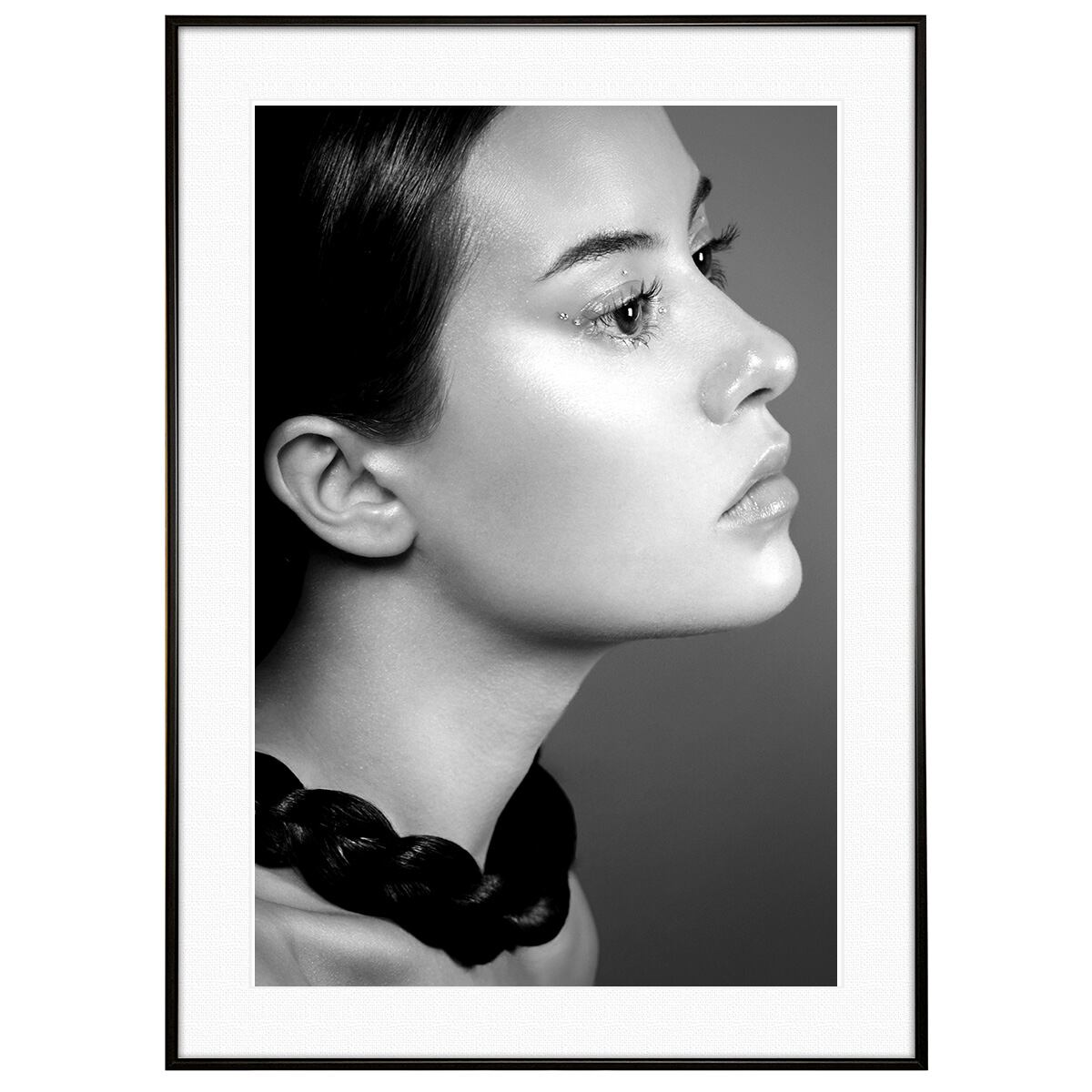 人物の写真 女性の横顔 インテリアモノクロアートポスター額装 AS2144