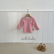 韓国子供服 / 26Autumn / Milkbalm / X字アイレット Tシャツ / 女子服 / キッズ服 / 秋服 *XS~XL*