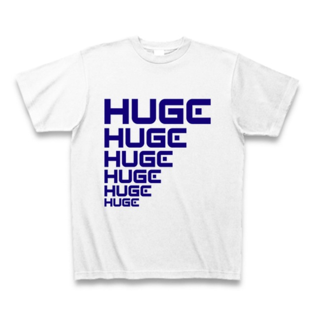 MR.HUGE LINE HUGE ROGO（ライン HUGE ロゴ）PRINTED Tシャツ　ホワイト×ブルー