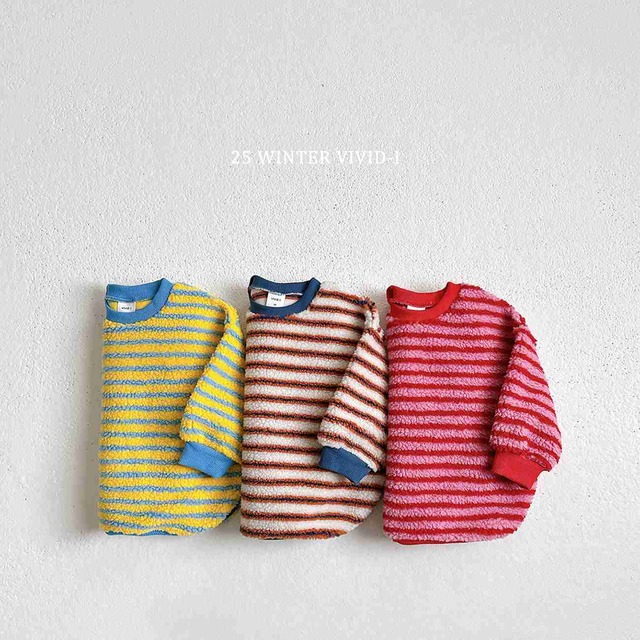 【取寄】vivid-i|sherpa stripe sweatshirt|シェルパボーダースウェット|XS-JM|kids&jr|25 winter