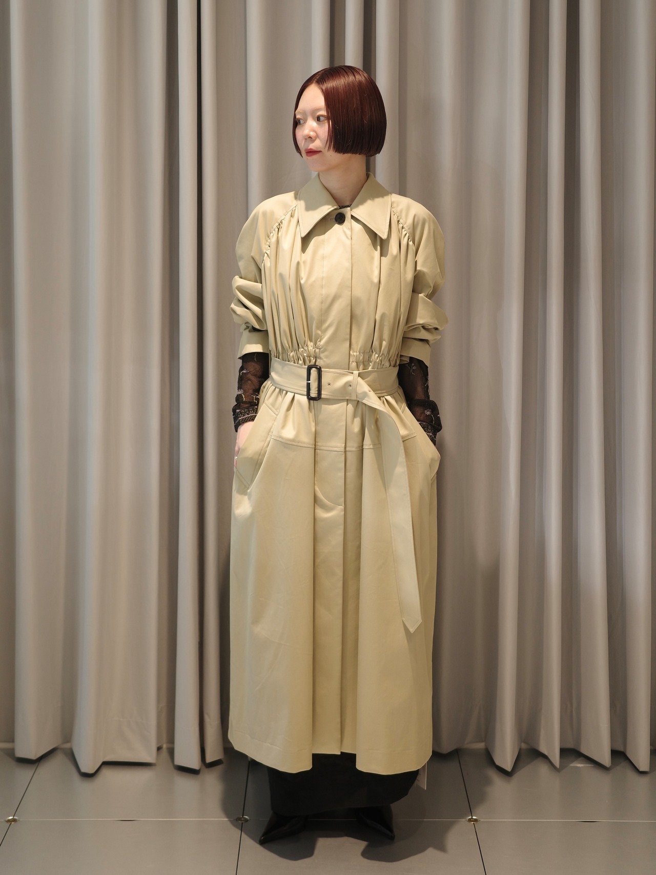 【26AW】FETICO フェティコ / コート / COTTON TWILL GATHERED SOUTIEN COLLAR COAT - 5