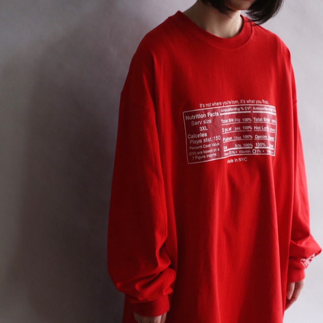 front and sleeve print  l/s big tee