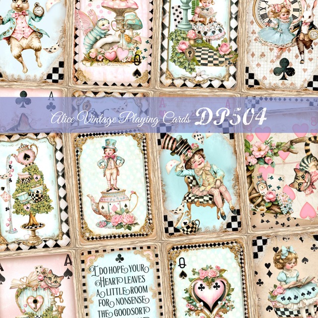 DP504】デザインペーパー ビンテージ アリス カード | indigo & olive☆