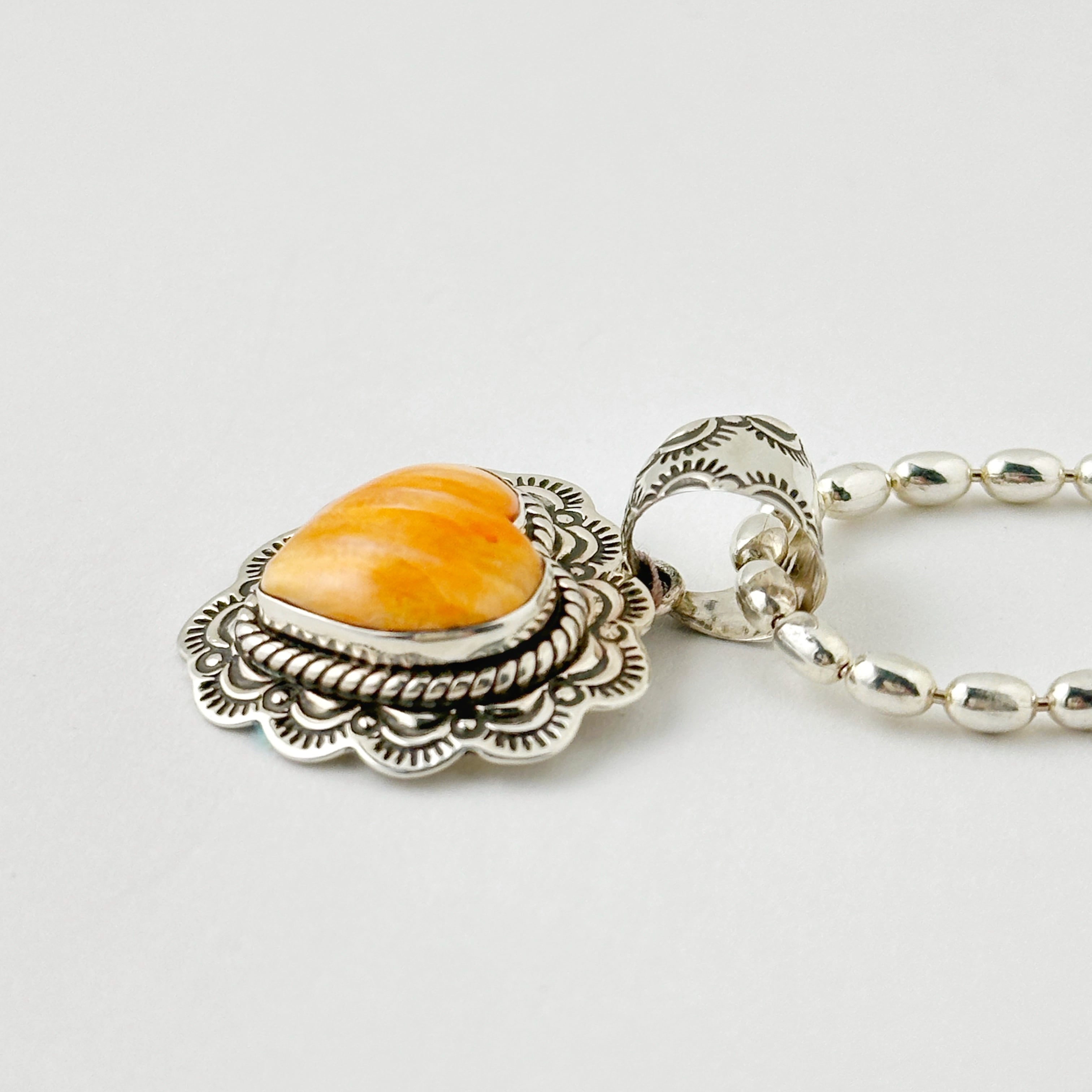 Indian Jewelry 》ハート スパイニー オイスター ペンダント