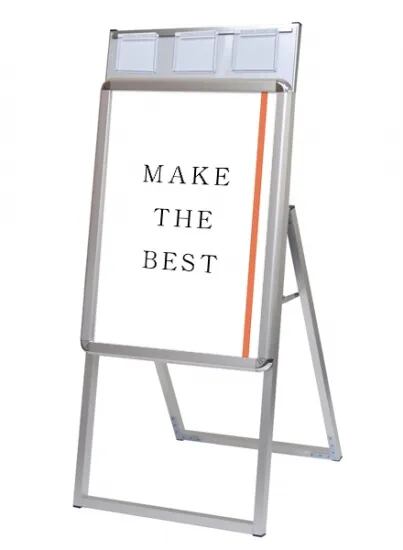 ポスターグリップスタンド看板パンフレットケース付(屋内用) A2片面シルバー