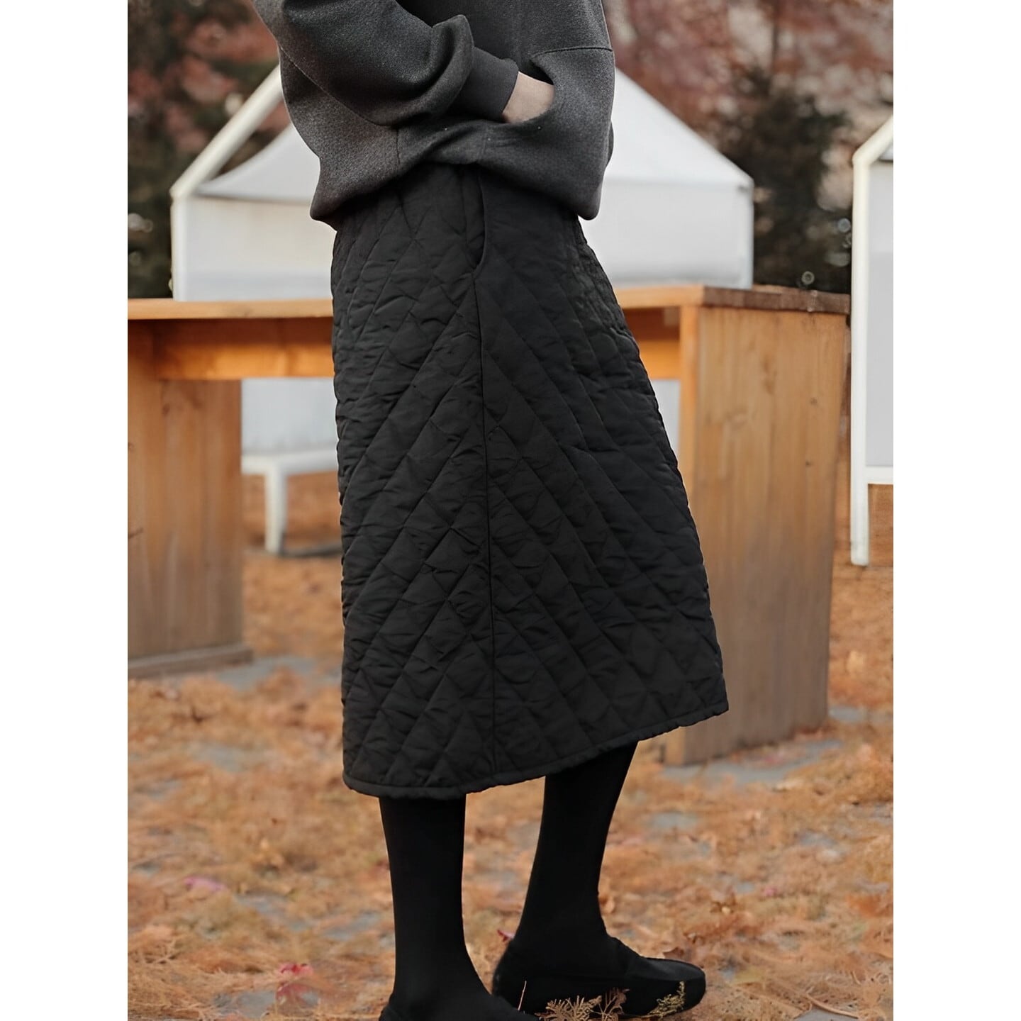 キルティングスリットミディスカート【XS-3XL】 RA2140