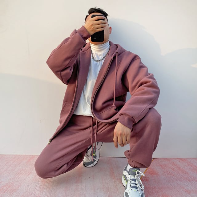 予約販売】メンズ セットアップ 上下 長袖 フーディ パーカー ジップ