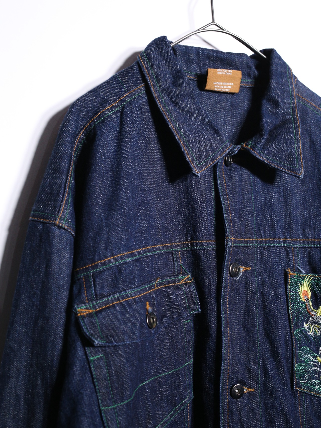 龍×刺繍 oversize denim jacket - 8