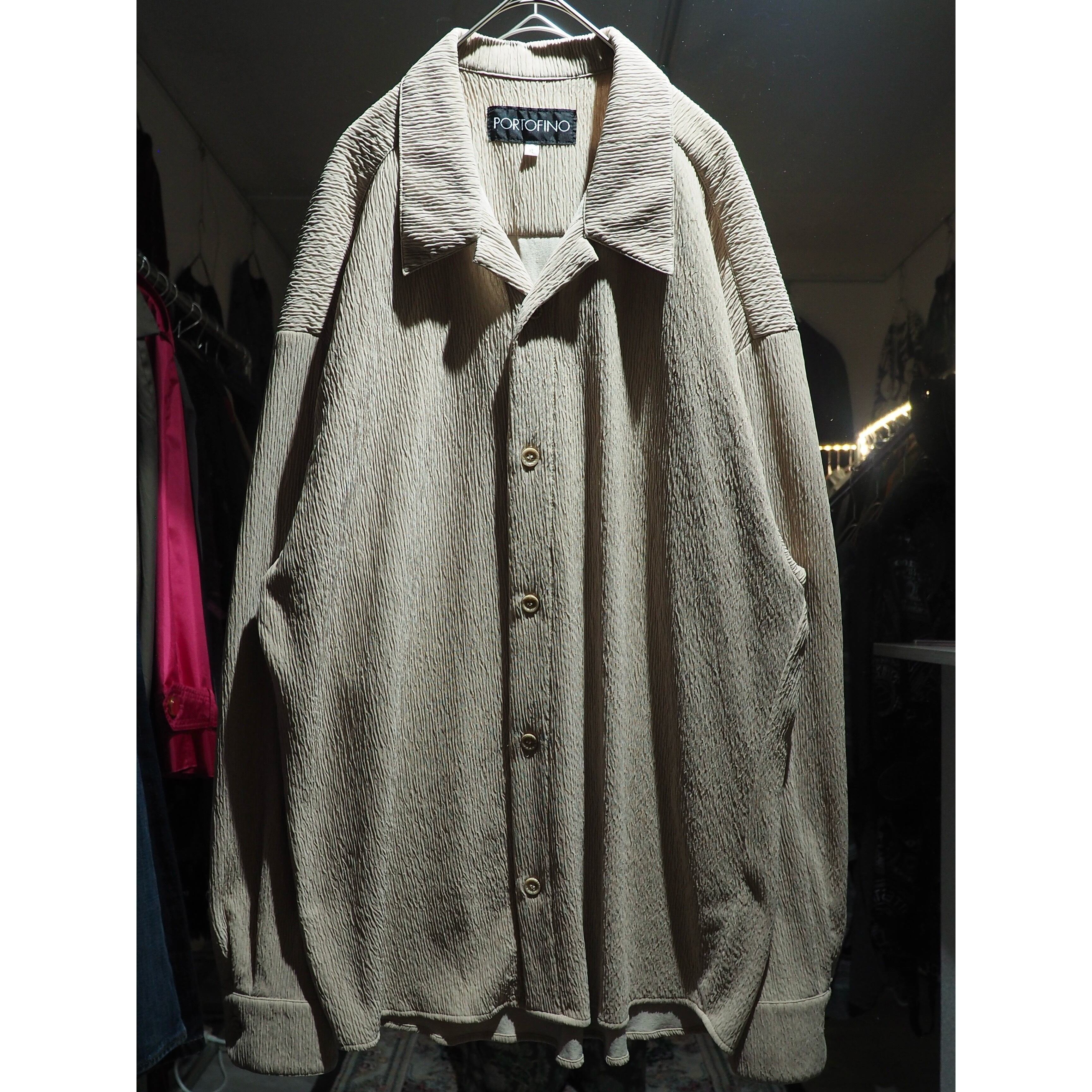 Beautiful Ecru white pleats Design vintage loose open collar shirt