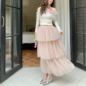 チュールティアードスカート　４color　00831