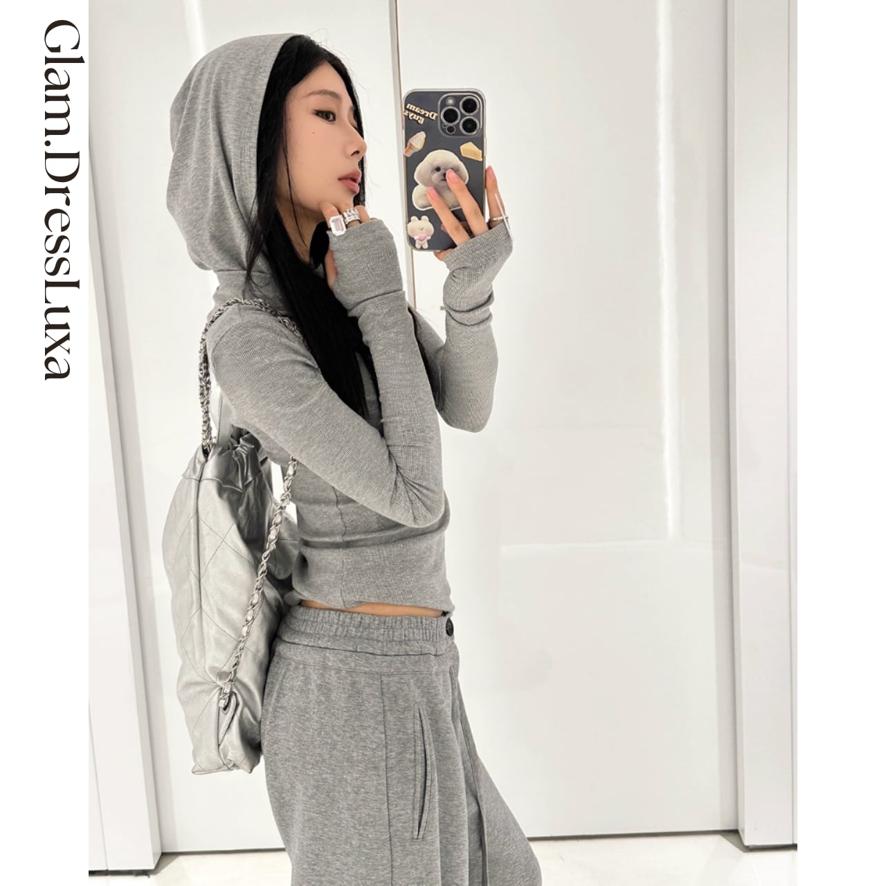 スリムフィット リブfoodieトップス/2color_T1526