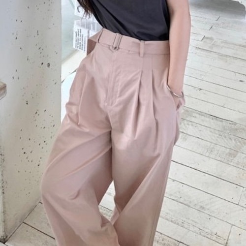 2024 春夏パンツ ロング丈 ベルト付き ワイド ハイウエスト 美脚効果 脚長効果 細見え 夏 ピンク おしゃれ かわいい 韓国ファッション レディース お出かけ
