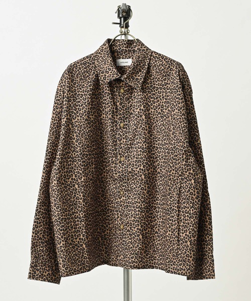 ATELANE Poly-corduroy all-over print regular-collar shirt (Leopard) 26A-25020