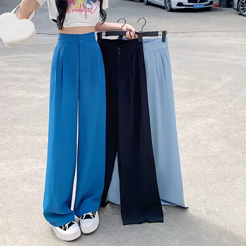 ブルベっぽカラー ♪ 美脚見え ハイウエスト ワイドパンツ タック