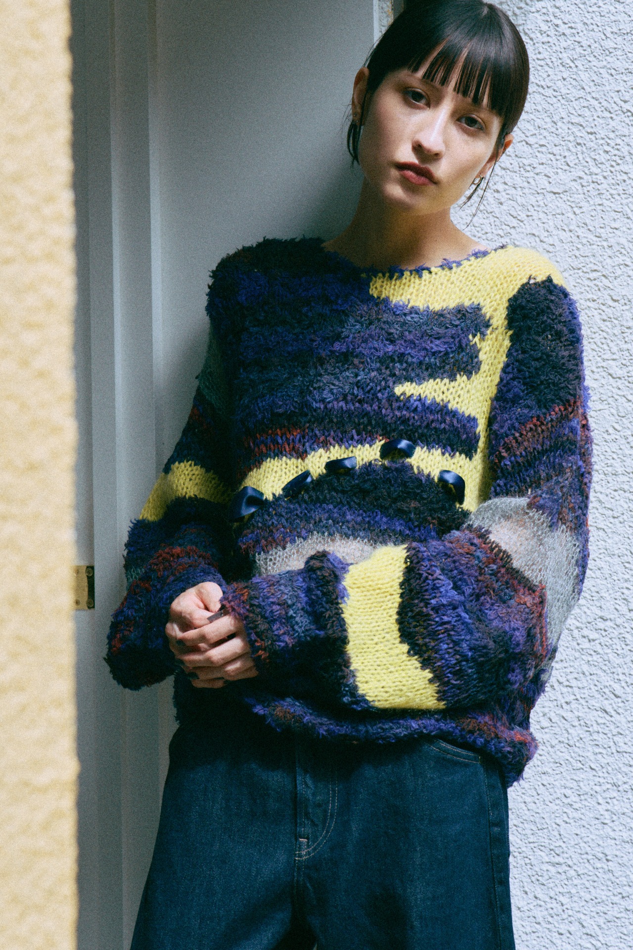 Gradient Mix Hand Intarsia Pullover Knit