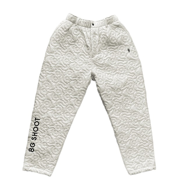 LOGO PATTERN QUILTING PANTS -OFF WHITE-