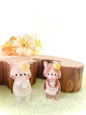 『ネコちゃんママ&baby』ブローチ