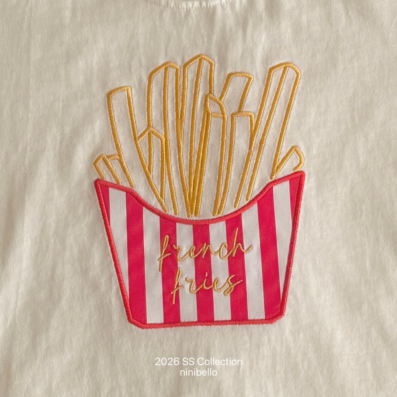 [ninibello] French fries Short sleeve T-shirt +fee2 / [니니벨로] 감자튀김반팔티