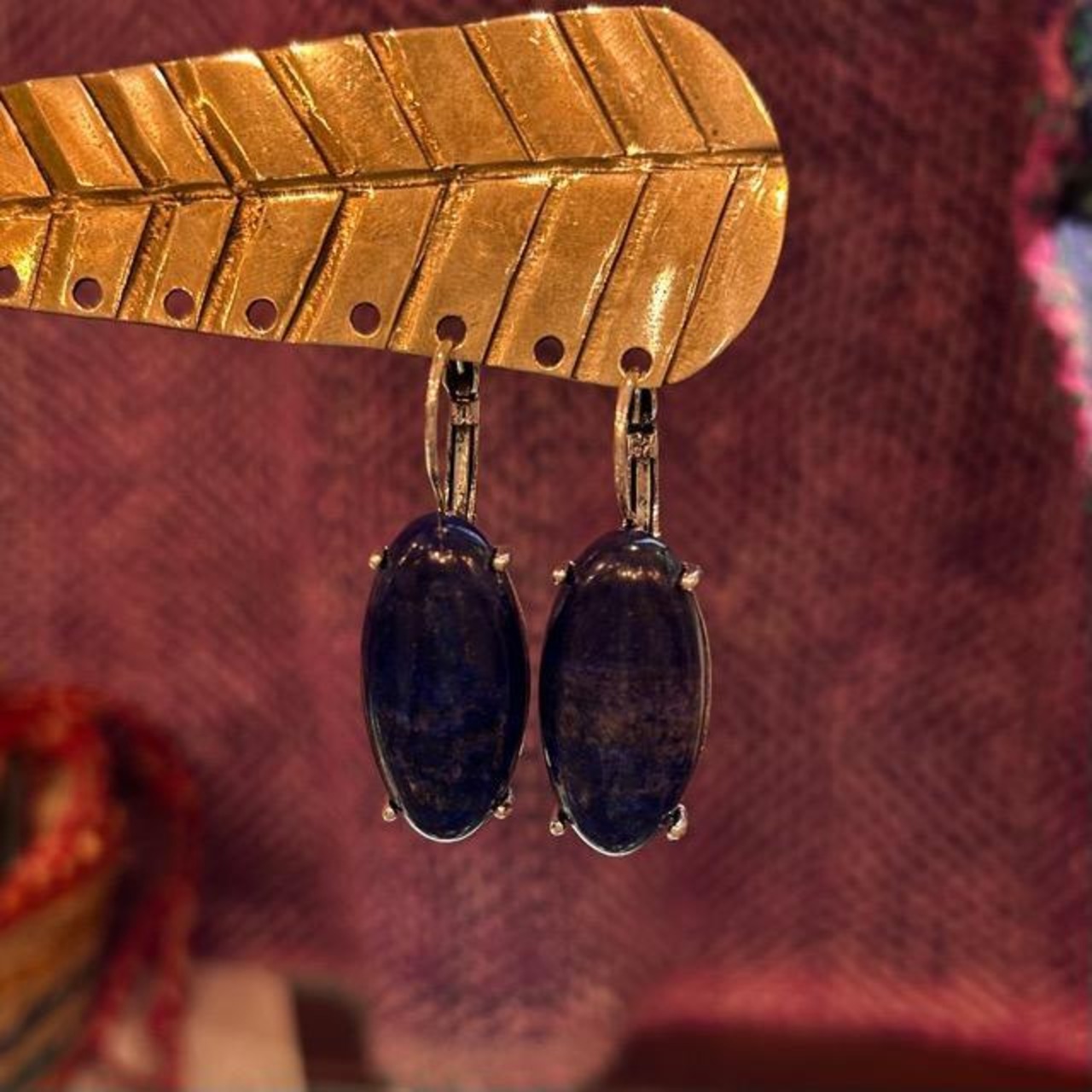 TOPANGA Jewelry　Lapis Lauli Drop Earrings ラピスラズリドロップピアス　合金　シルバー　ブルー　ピアス　石　紺色