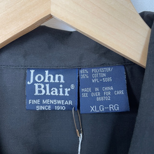 90s John Blair キューバシャツ 黒 ブラック 古着 ヴィンテージ
