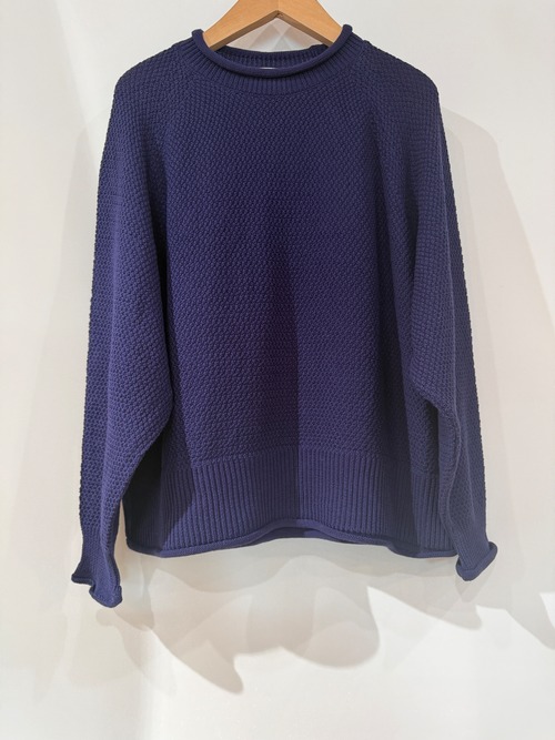BLUE LAKE MARKET・PACIFICARK STORE・SETTEN/ロールアップカノコ編みニット　ブルー