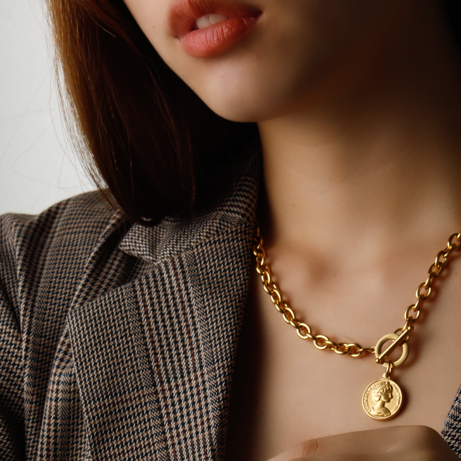 316L coin mantel chain necklace #n36 | fino（フィノ）