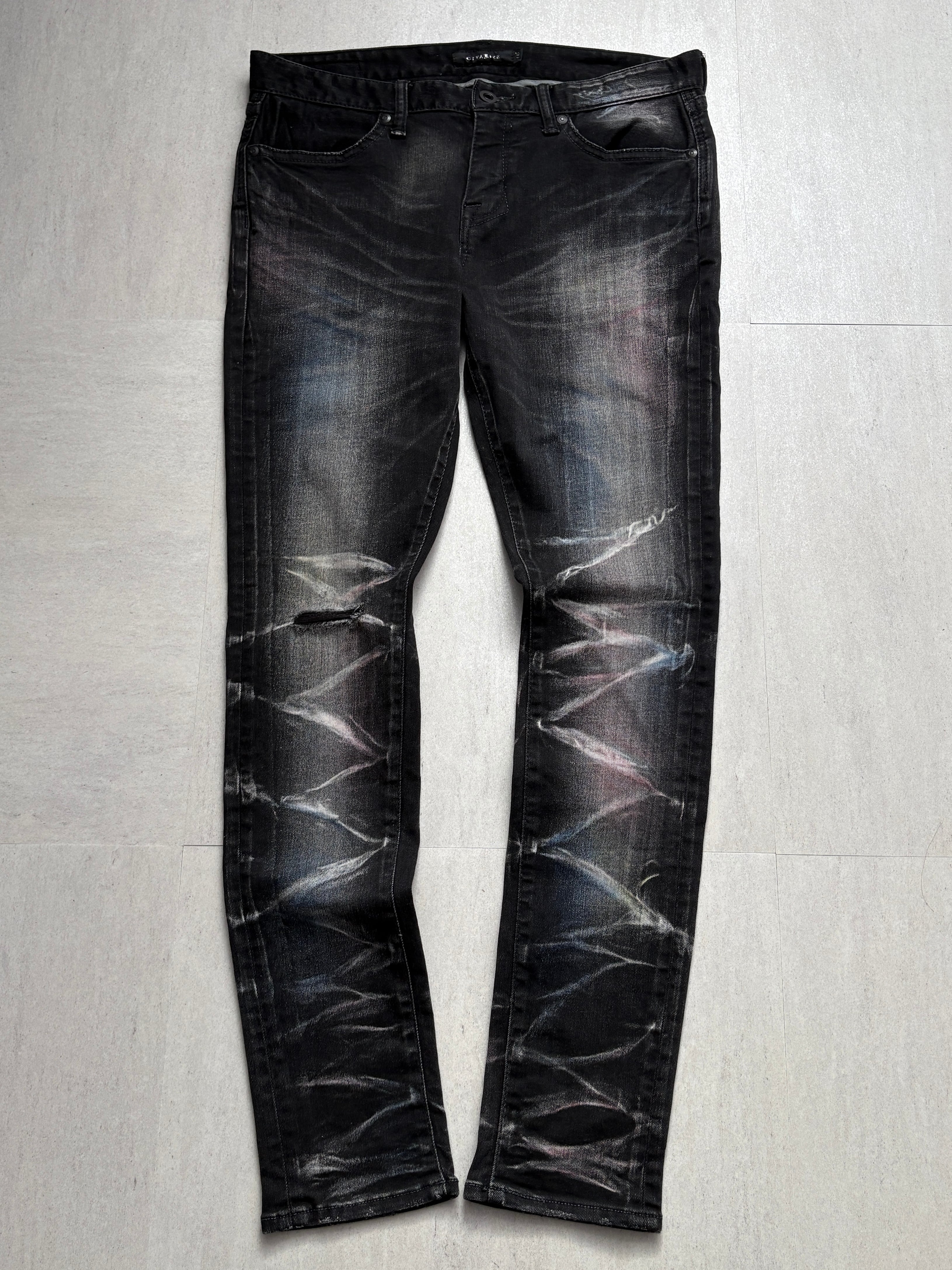メンズ civarize damage skinny denim ブラック