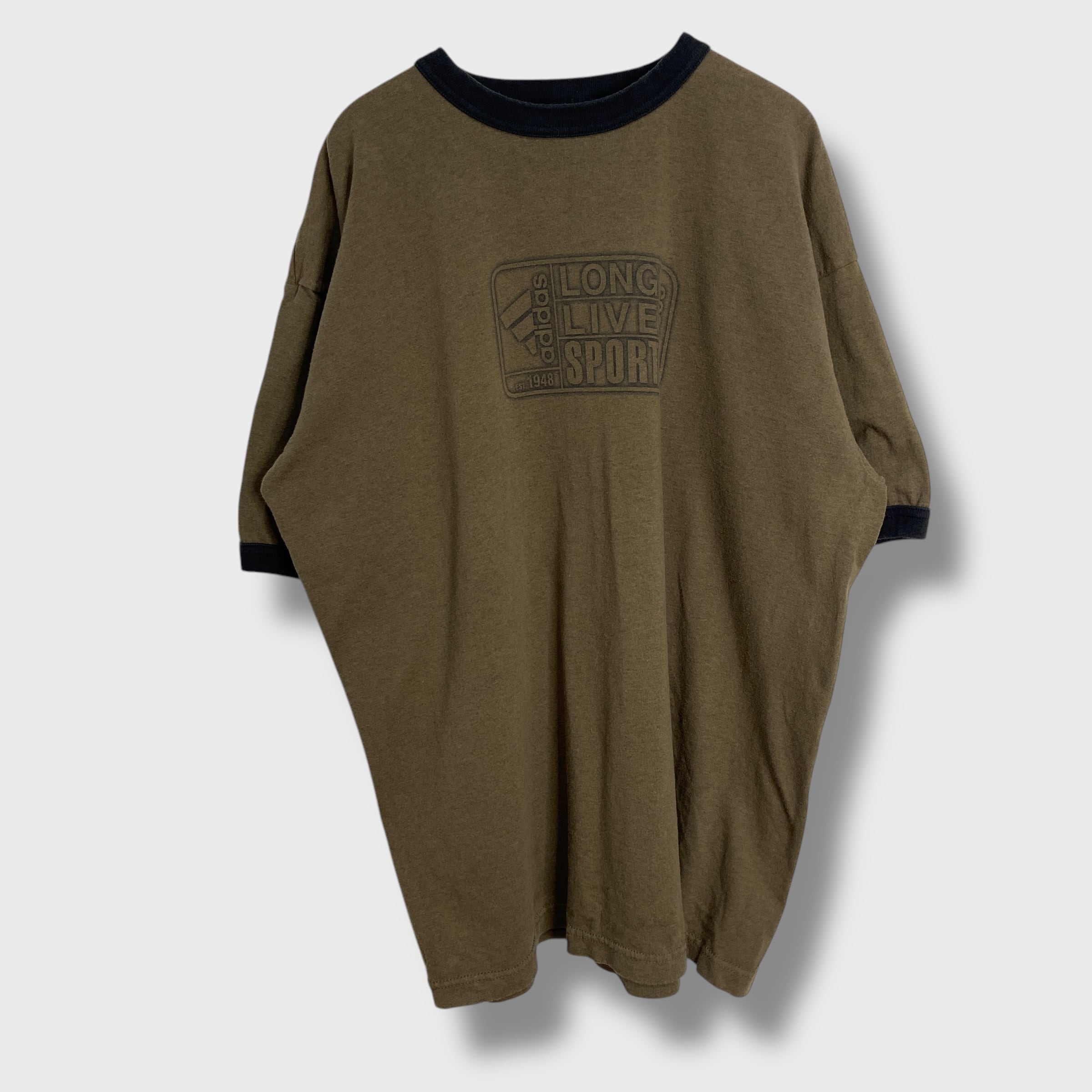 90s USA製 アディダス リンガーTシャツ プリントT カーキ XL | 古着屋 Uan