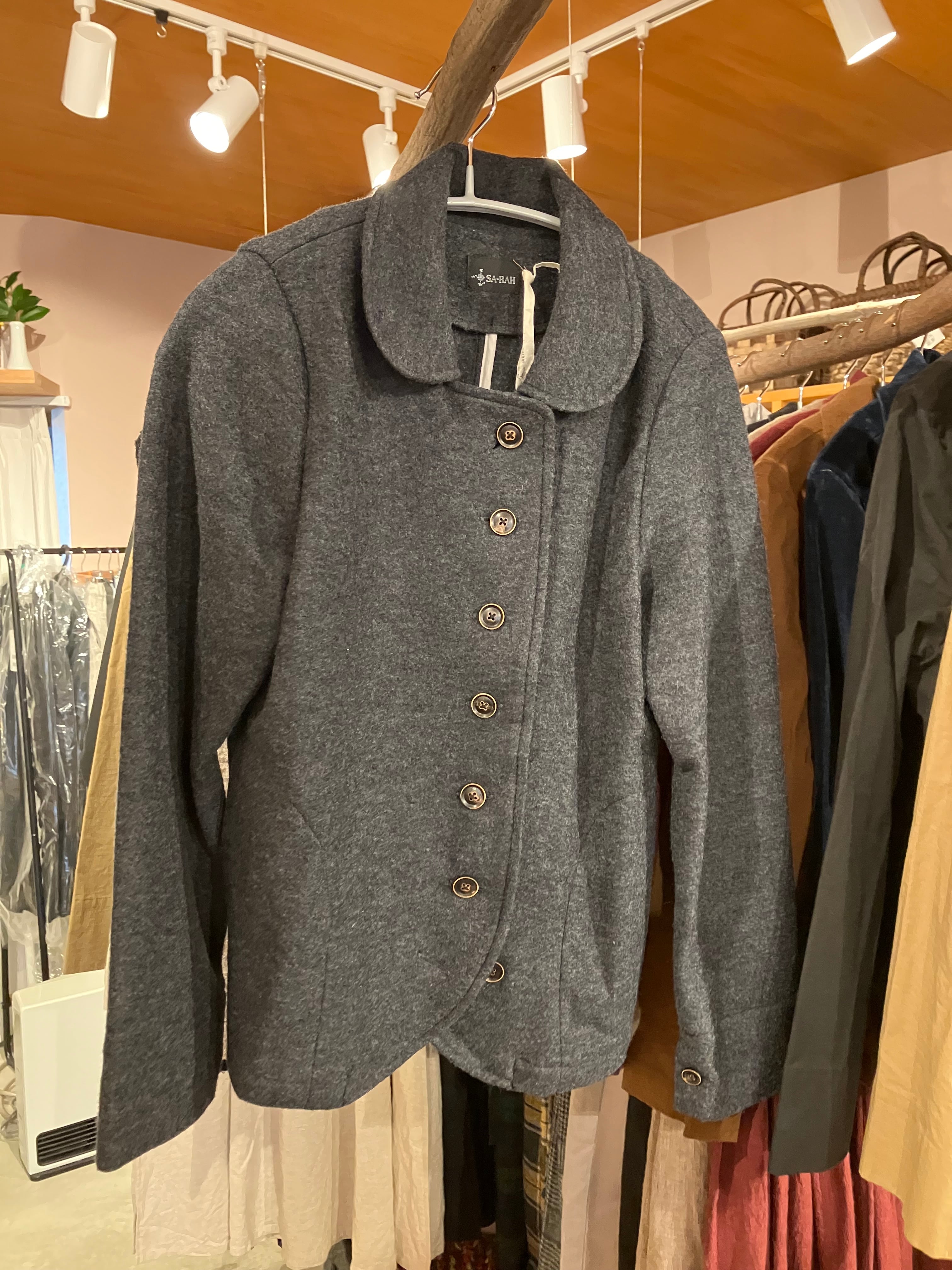 ラウンドカーディガンジャケット チャコールグレー Sa-Rah