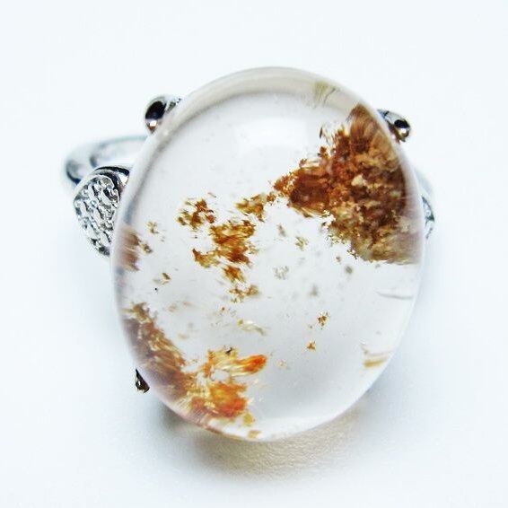 ガーデンクォーツ 指輪 ガーデン水晶 リング フリーサイズ 15号 一点物 メール便可 [M便 1/20] 115-6954