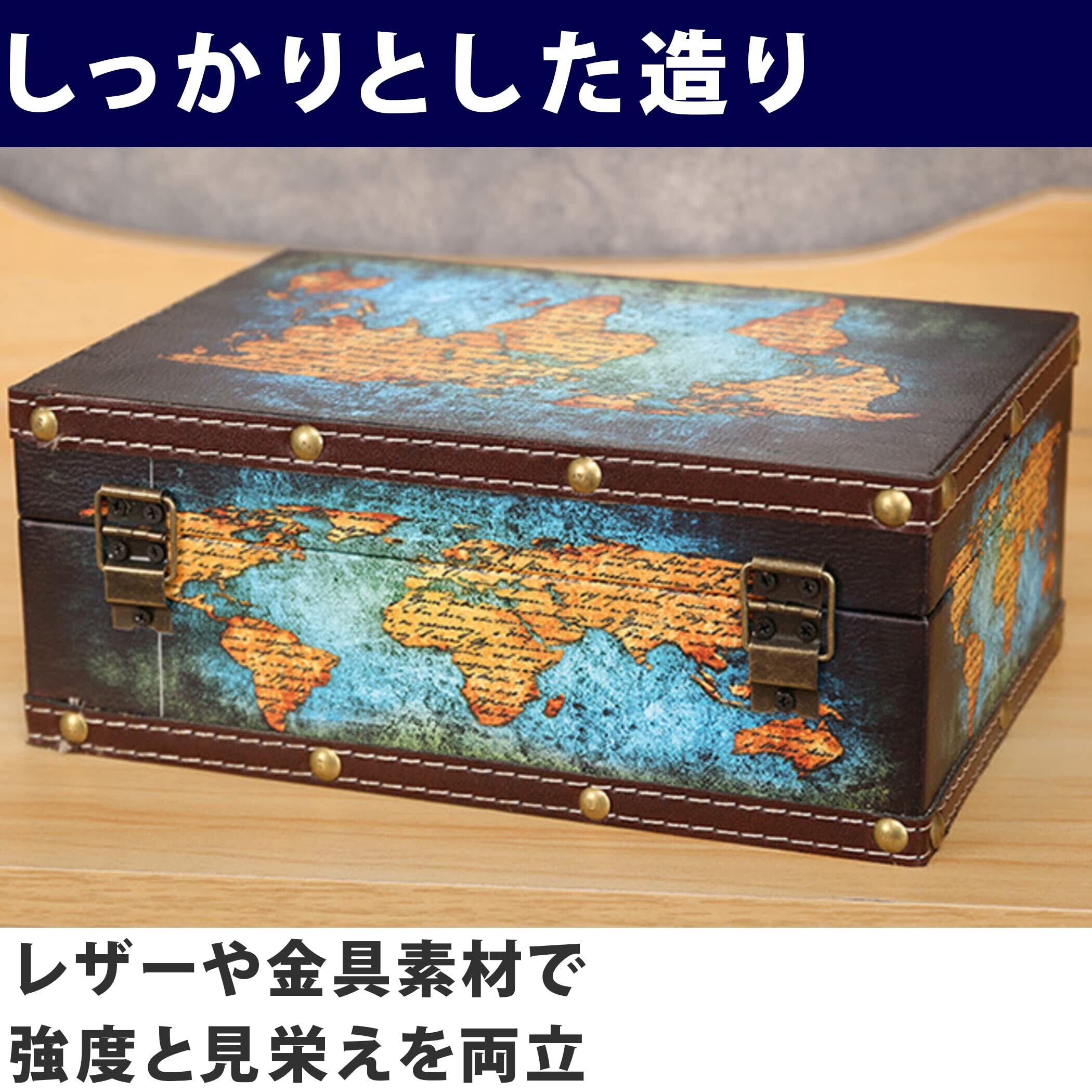 アンティーク 木製 小物入れ 海賊の宝箱 (G) 大小2個セット 