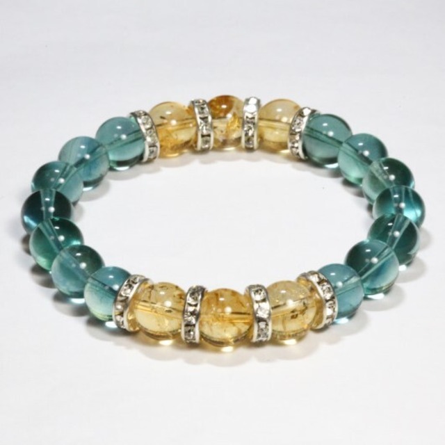 シトリンとグリーンフローライトのブレスレット(200)