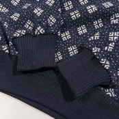 希少 レア FILA フィラ 80s 90s ヴィンテージ 総柄 ニット セーター 46 /ネイビー系 イタリア製 ウール100% レトロ スポーツ/男女でも