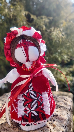 UA.Designer手作りモタンカ 14cm（ウクライナの御守り）スタンド付き