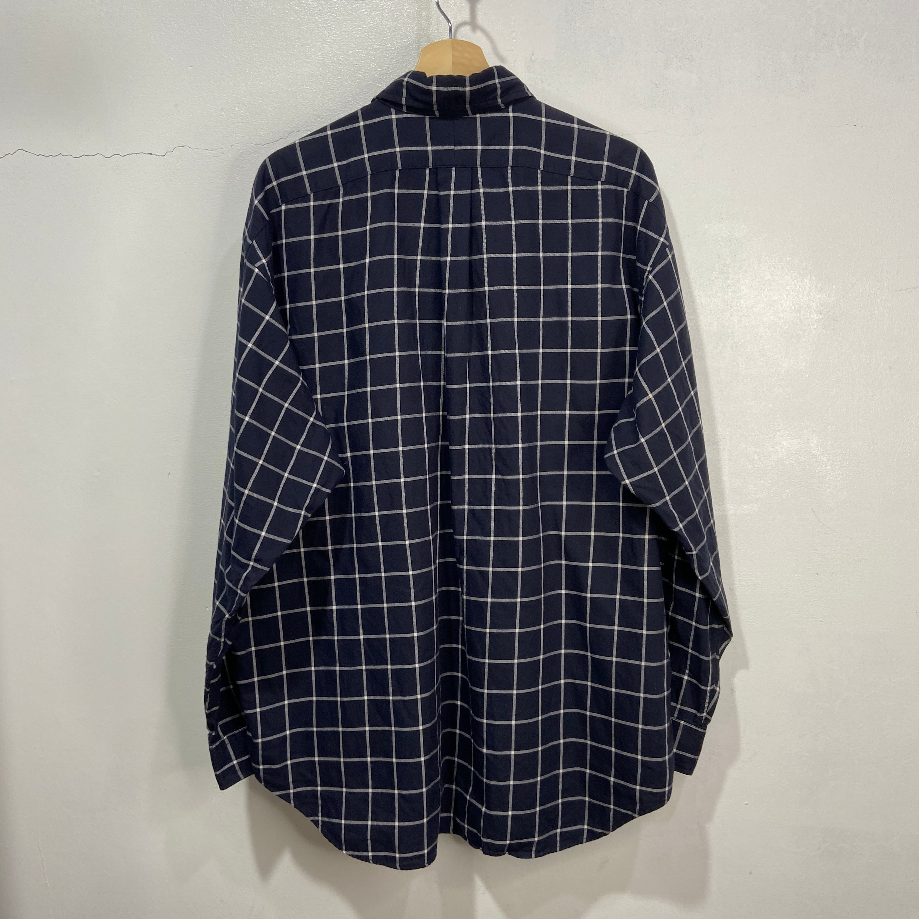 送料無料』90s ラルフローレン BIG SHIRT 格子チェックボタンダウン 