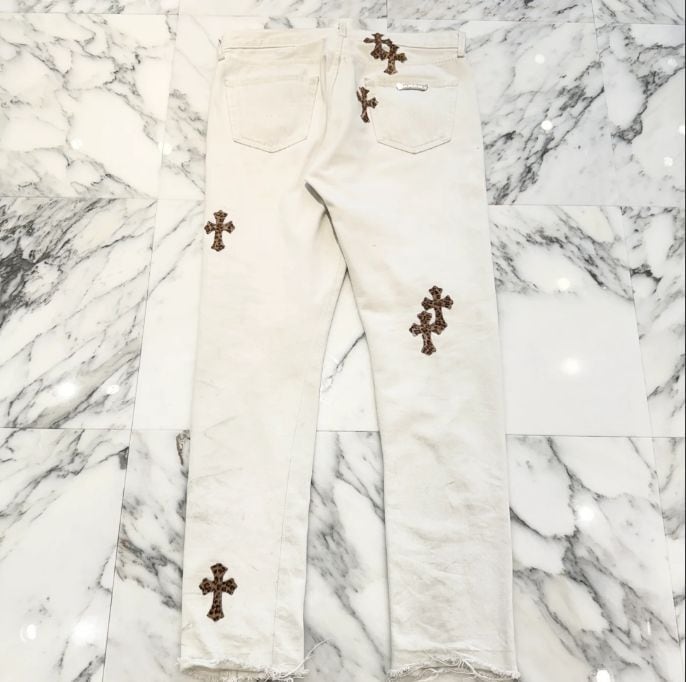 CHROME HEARTS クロムハーツ VNTG Leopard Harako Leather Cross Patch