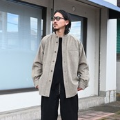 山内(ヤマウチ)、ウォッシュドウールリネンツイル・ツナギパンツ、ウールシャギー・スタンドカラーシャツジャケット