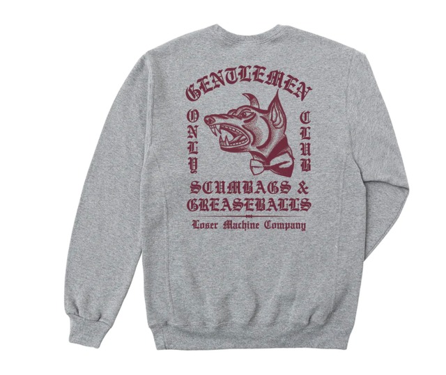 LOSER MACHINE " DISORDER WICKING CREWNECK " HEATHER GREY