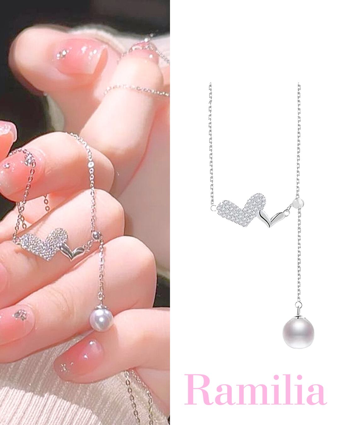 ラブハートタッセルパールネックレス R2406192