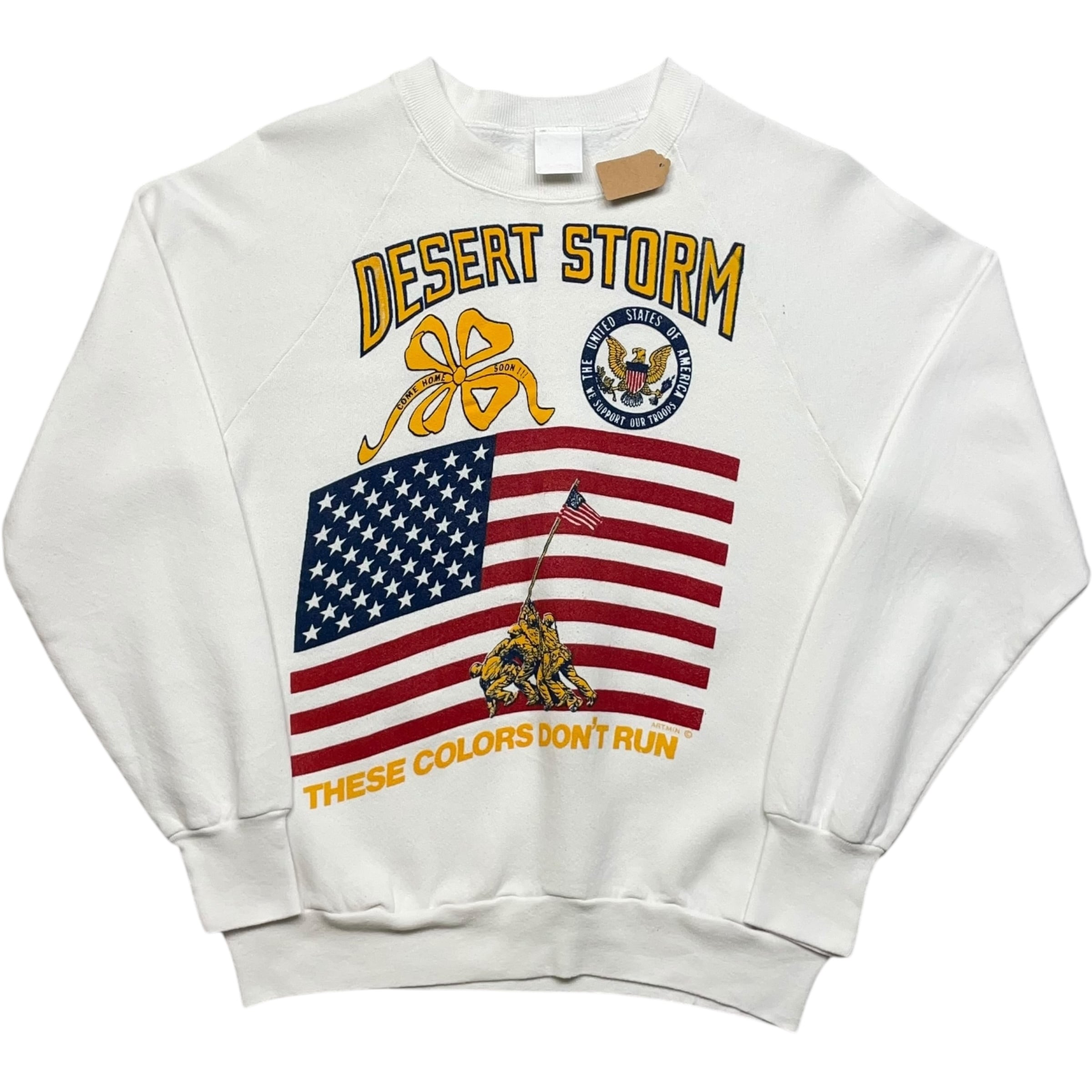 《S》 FRUIT OF THE ROOM フルーツオブザルーム スウェット ラグランスリーブ 湾岸戦争 プリント USA製 90年代 vintage no.9429